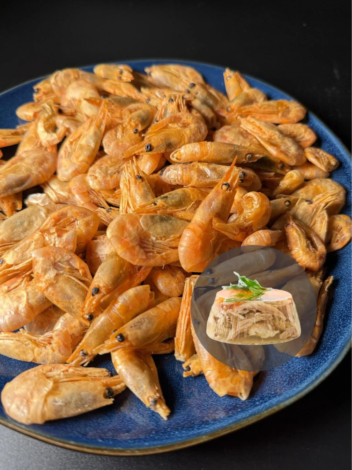 Medium dried shrimp (kolodets with horseradish)