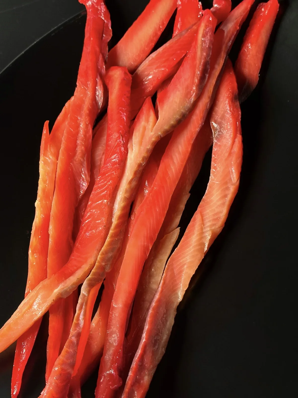 Pink salmon strips